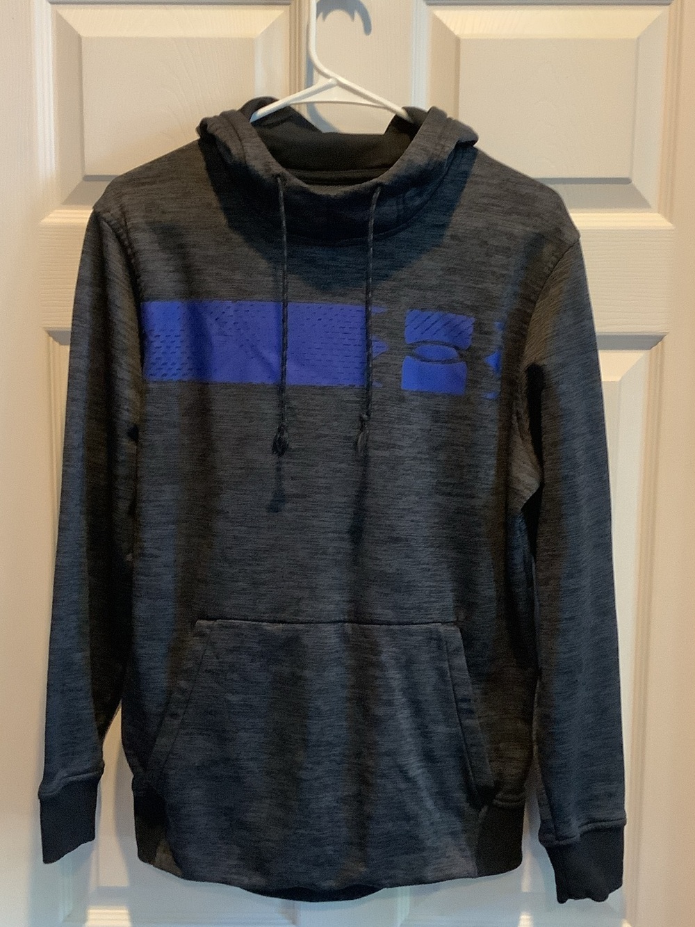 Under Armour Men's Charcoal Hoodie‎ with Royal Blue Chest Stripe